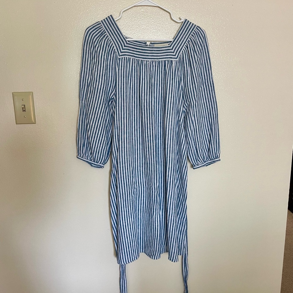 Blue Striped Universal Threads Dress with Tie Belt